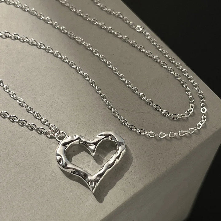 Irregular Texture Heart Necklace Necklace