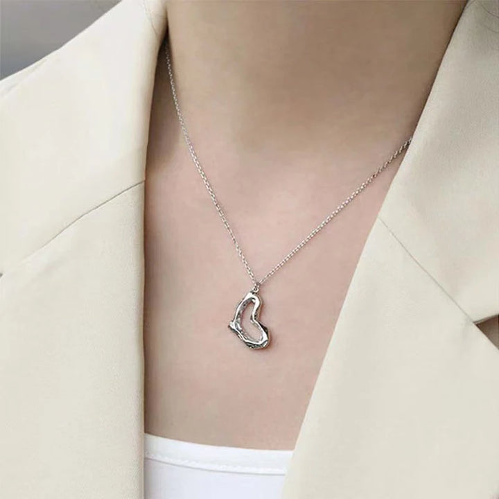 Irregular Texture Heart Necklace