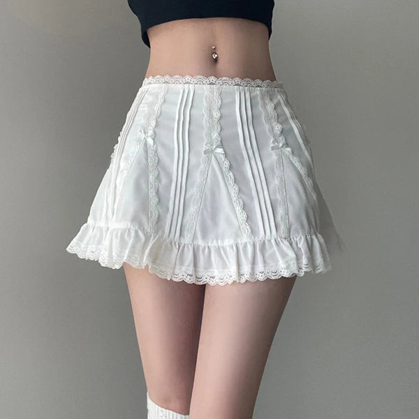 Lace Bow Mini Skirt