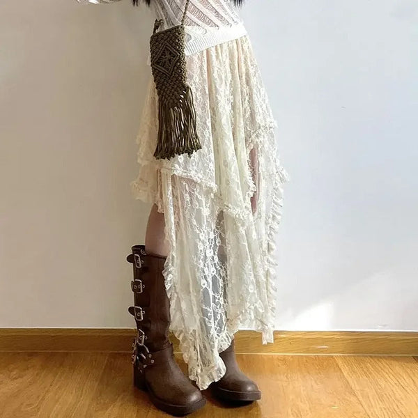 Lace Midi Long Skirt