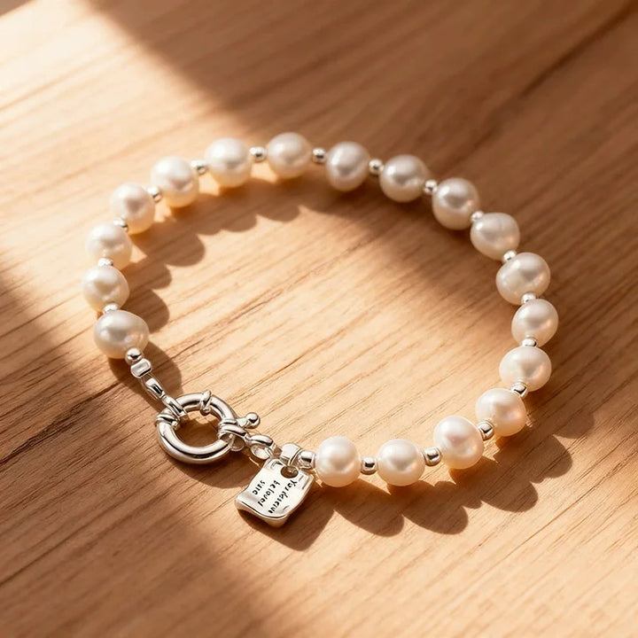 Letter Tag Pearl Bracelet