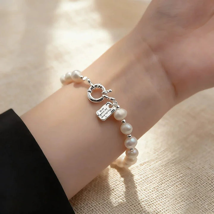 Letter Tag Pearl Bracelet