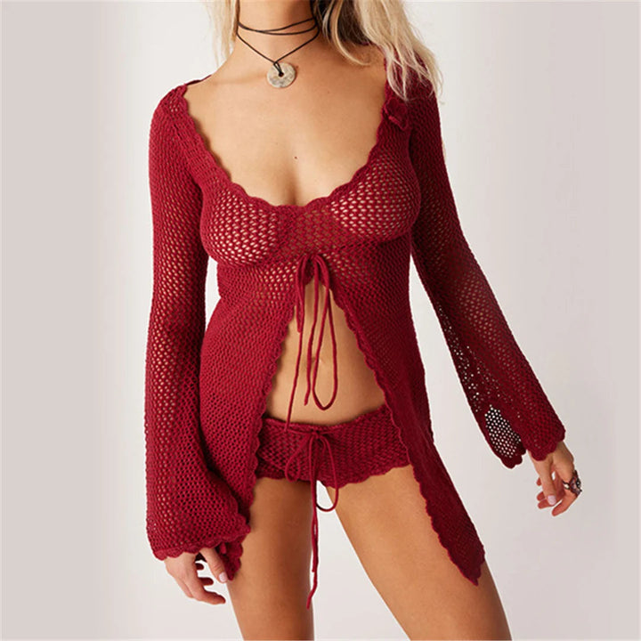 Long Sleeve Flare Crochet-Cargo Chic