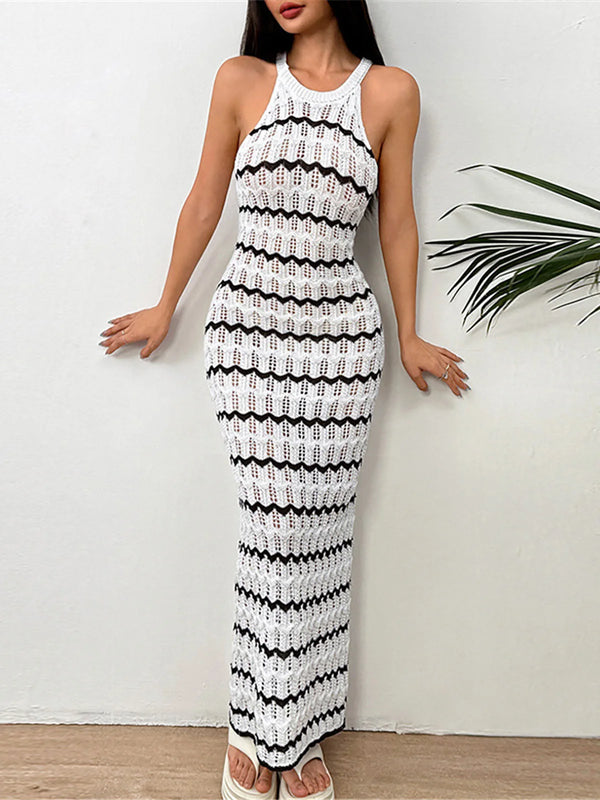 Long Striped Knitted Cover Up