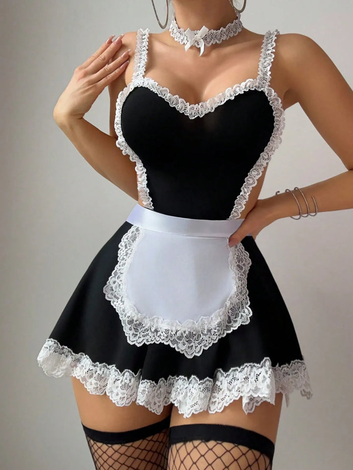 Maid Cosplay Lingerie Set Black
