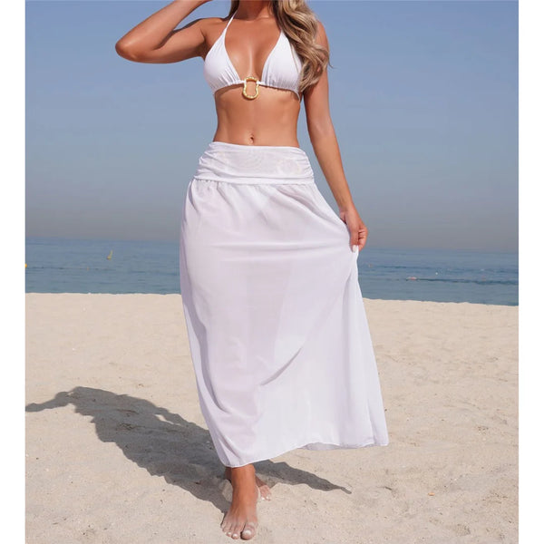 Metal Ring Skirt Bikini Set