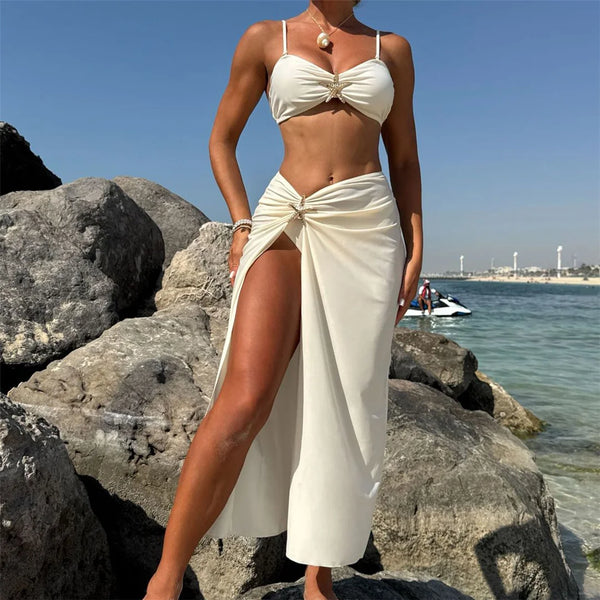 Metal Star Long Skirt Bikini