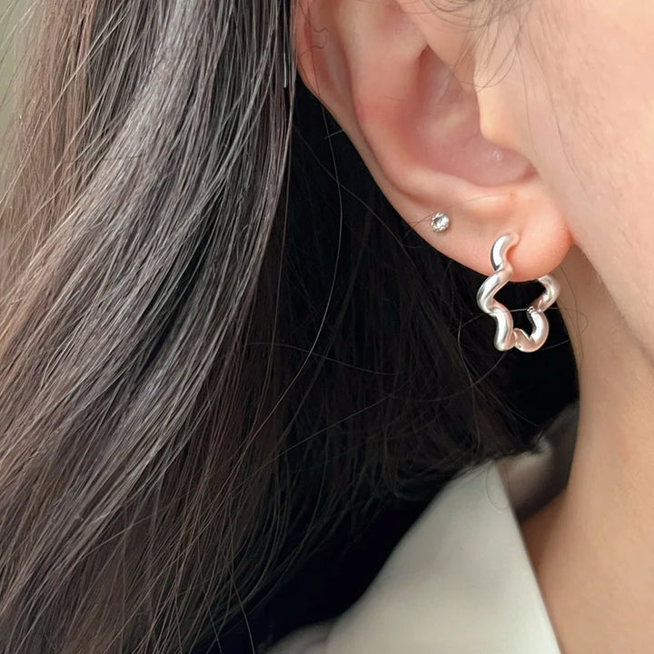 Minimalist Flower Hoop Earrings