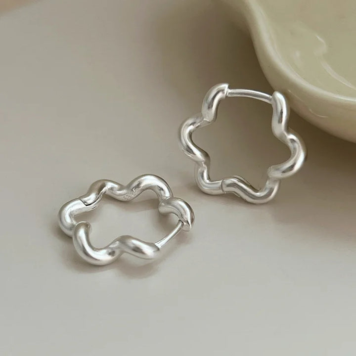 Minimalist Flower Hoop Earrings Earrings