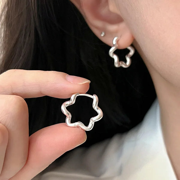 Minimalist Flower Hoop Earrings