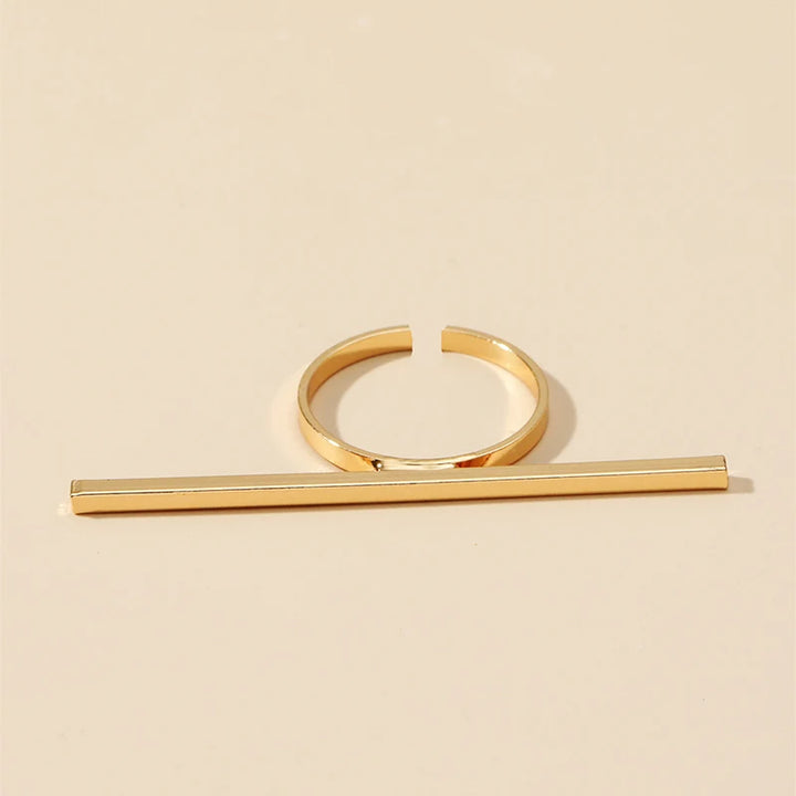 Minimalist Line Ring Gold Color resizable