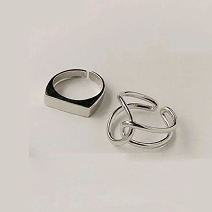 Minimalist Twining Retro Rings Ring Set resizable