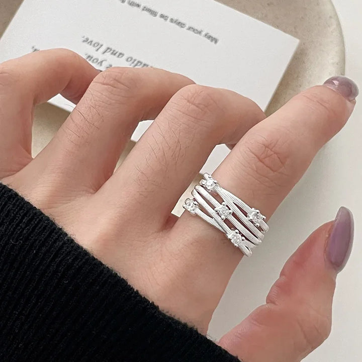 Multilayer Zircon Chain Rings Style B resizable