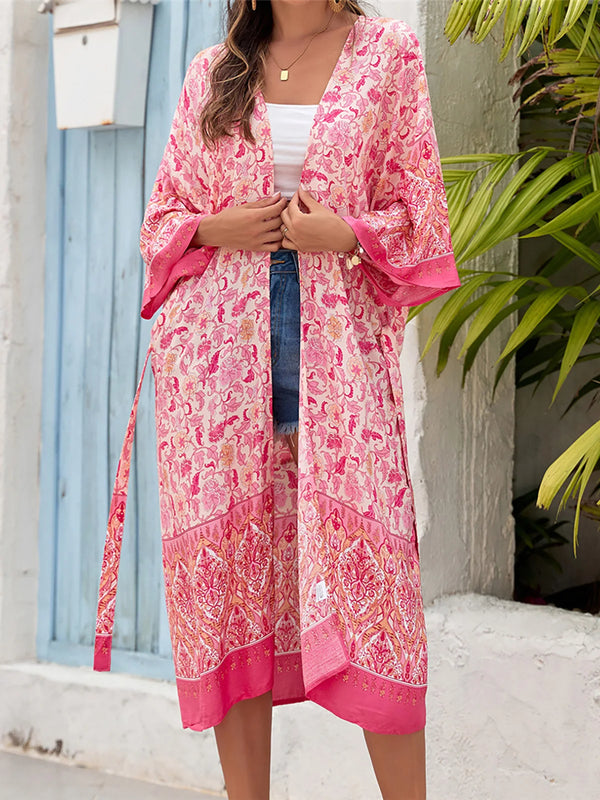 Printed Cardigan Tunic Cover Up