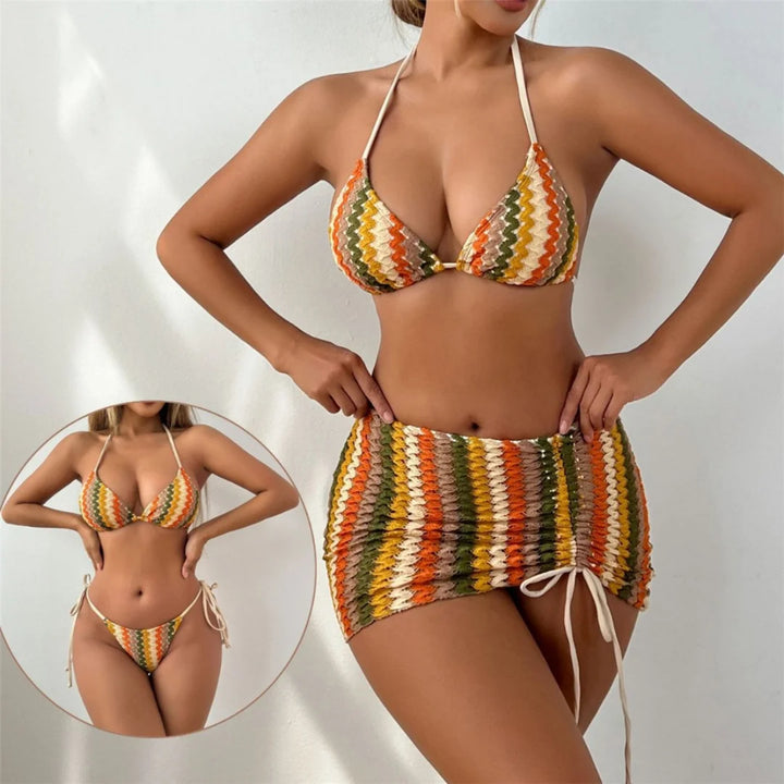 Printed Halter Bikini Set