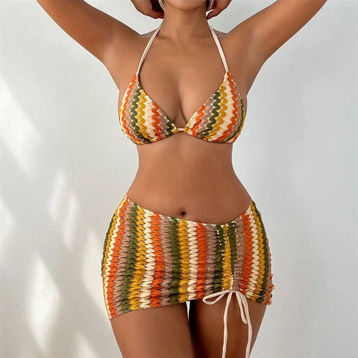 Printed Halter Bikini Set