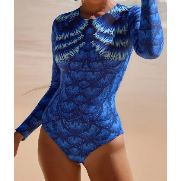 Printed Long Sleeve Swimsuit