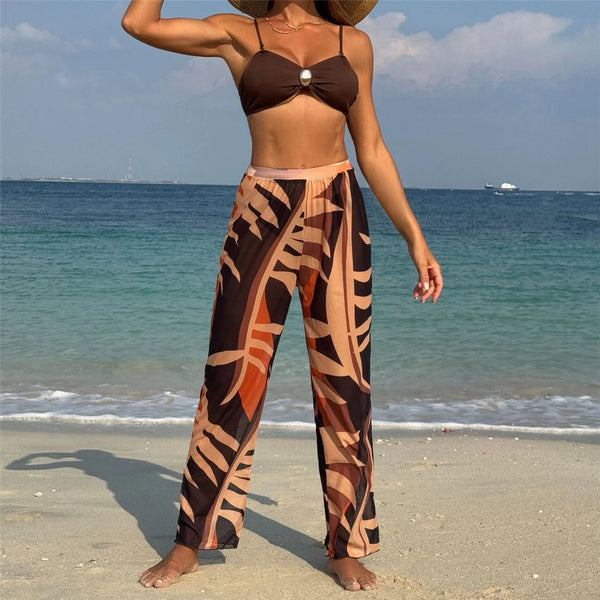 Printed Pants Bikini Set