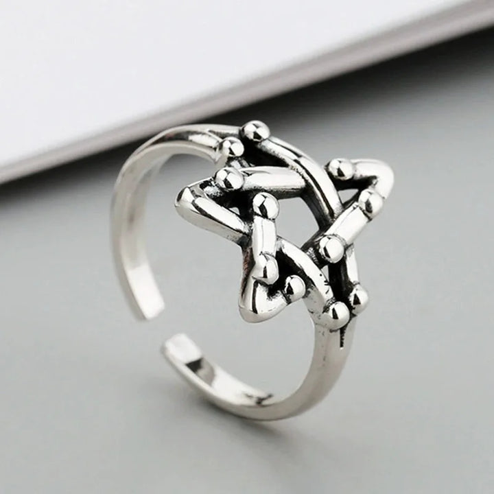 Retro Star Ring Silver resizable