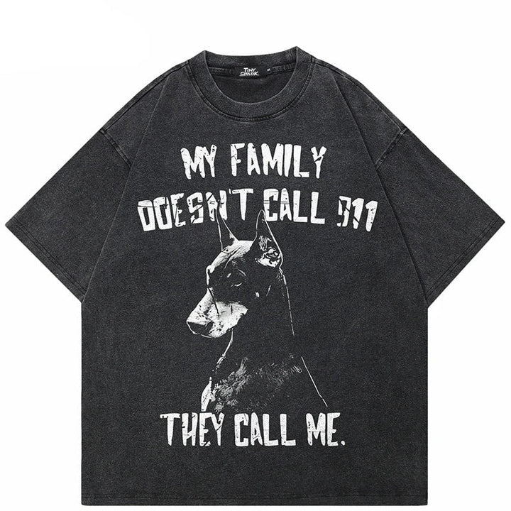 Retro Washed Call Dobermann Tee-Cargo Chic