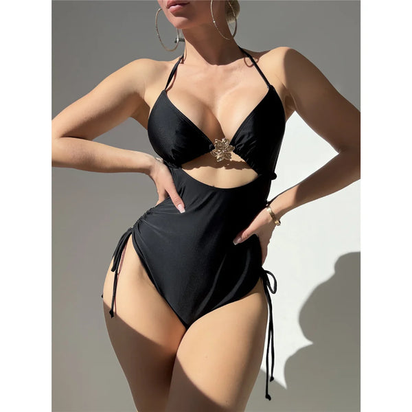Scrunch Flower Cut Out Swimsuit