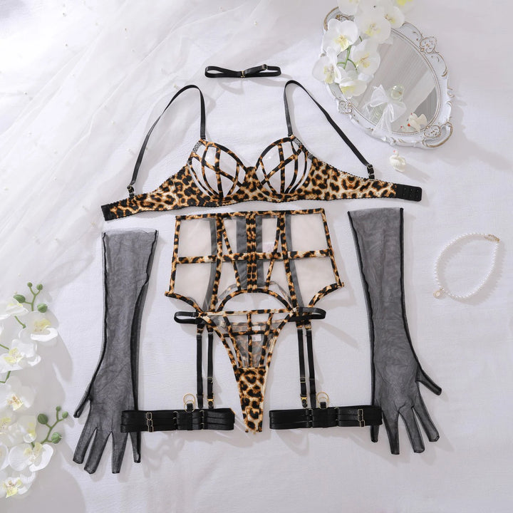 Sheer Leopard Print Lingerie Leopard