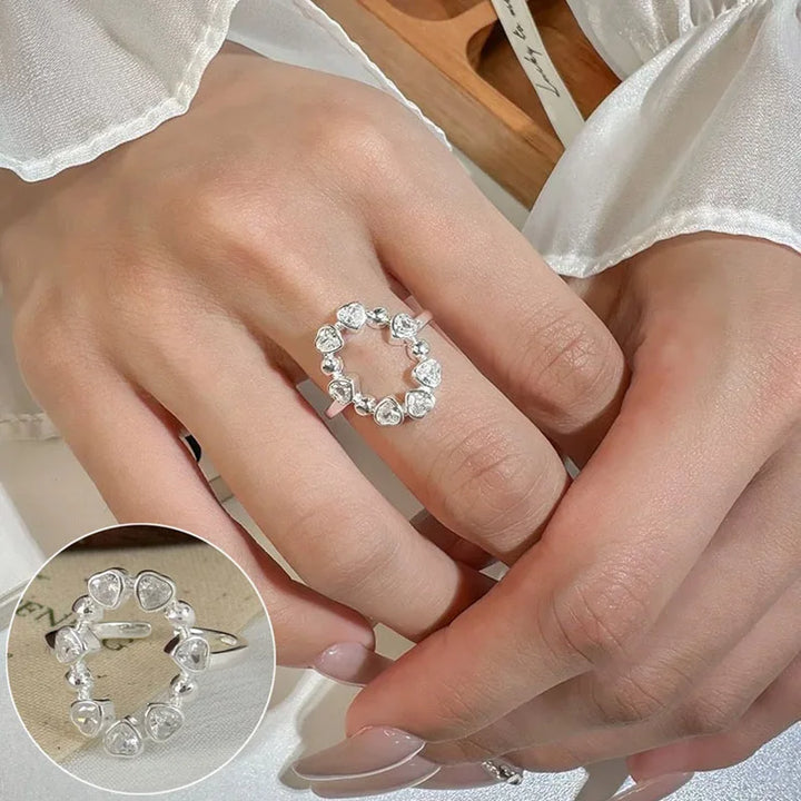 Shining Star Heart Zircon Ring Style B resizable