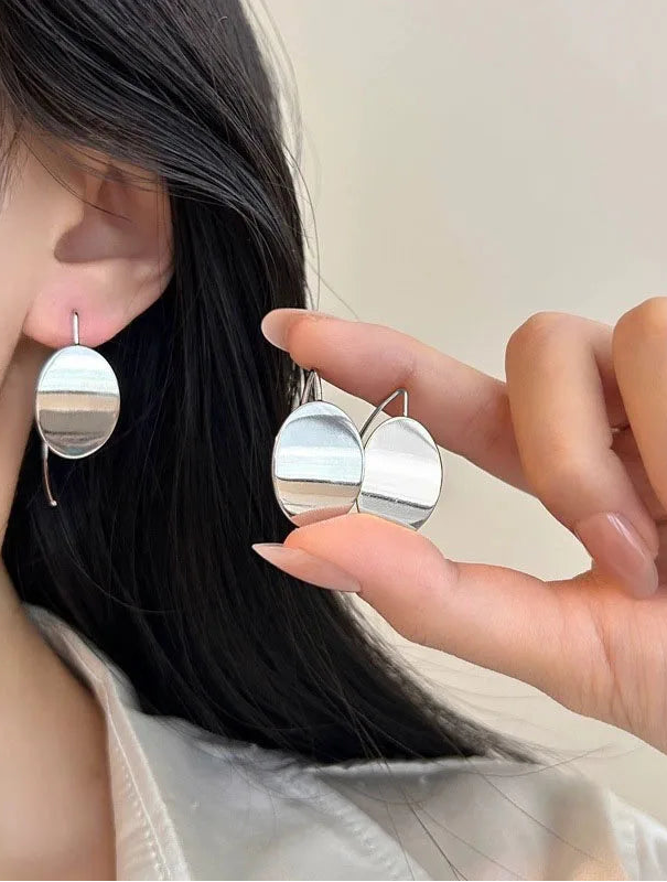 Silver Pleated Earrings Earrings