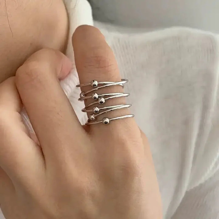 Simple Multilayer Vintage Rings Silver 1 resizable