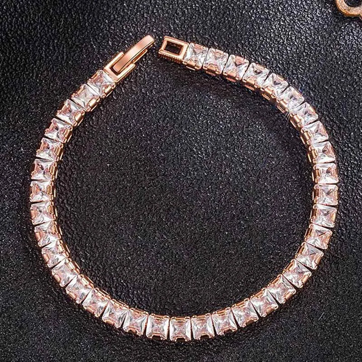 Simple Sparkling Zircon Bracelet Rose Gold Color