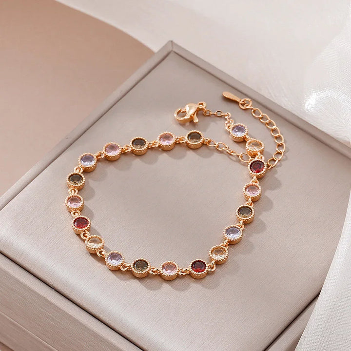 Sparkling Colorful Zircon Bracelet Rose Gold Color