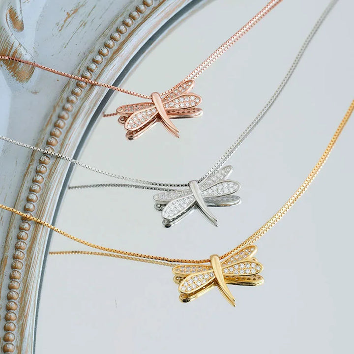 Sparkling Dragonfly Chain Necklace