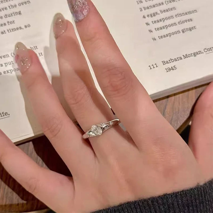 Sparkling Ellipse Zircon Ring