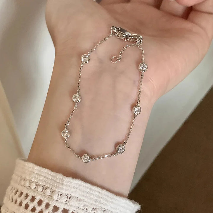 Sparkling Round Zircon Bracelet Silver Color