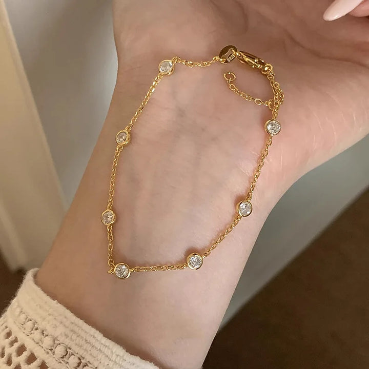 Sparkling Round Zircon Bracelet Gold Color