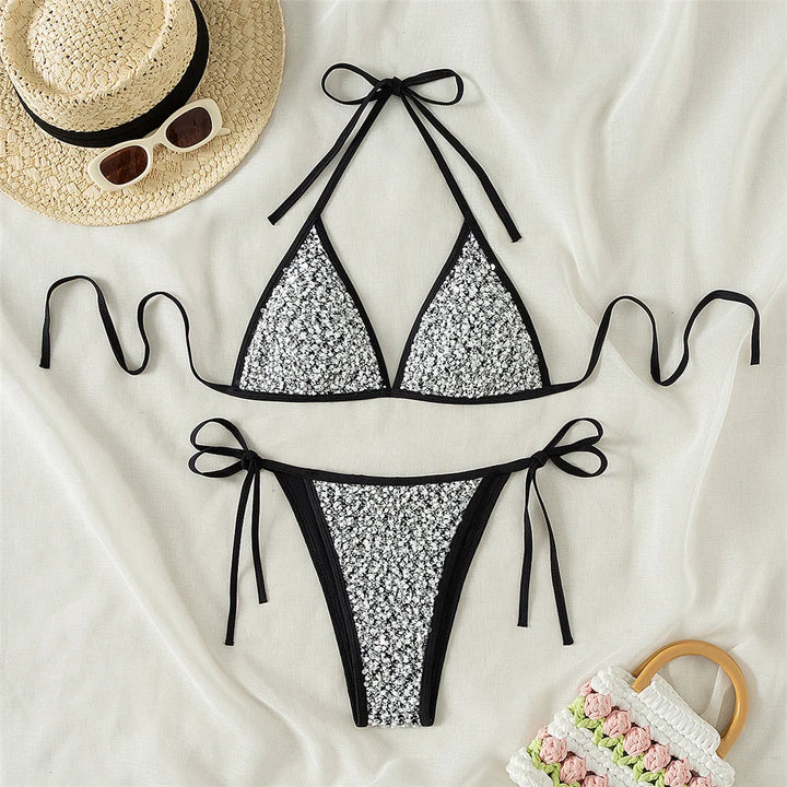 Sparkling Strappy Bikini GRAY