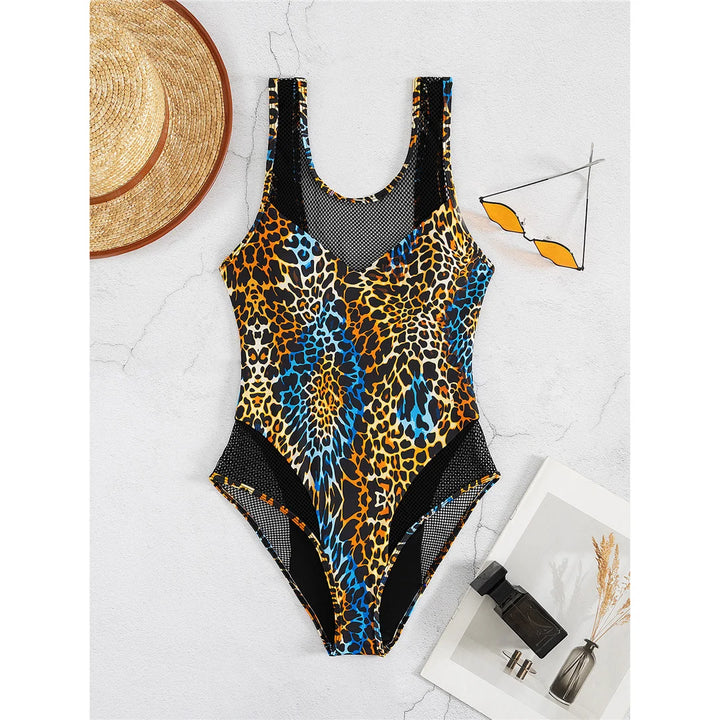 Splicing Fishnet Swimsuit