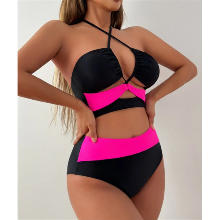 Splicing Halter Cut Out Bikini