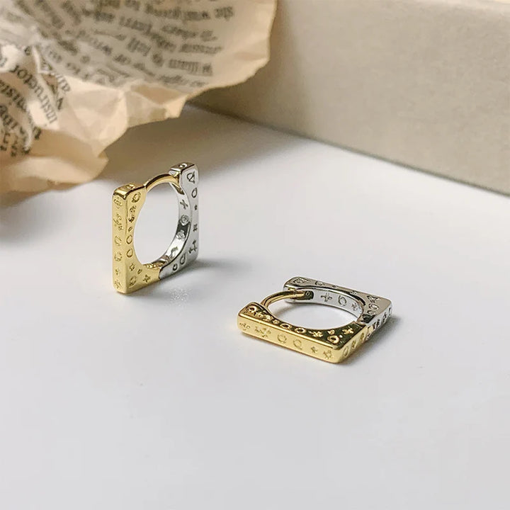 Square Pattern Bicolor Earrings Earrings