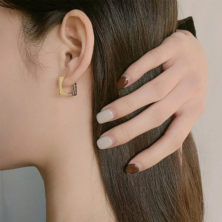 Square Pattern Bicolor Earrings