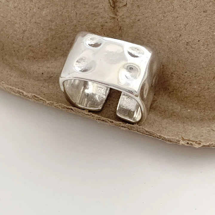 Square Pleated Ring Silver resizable