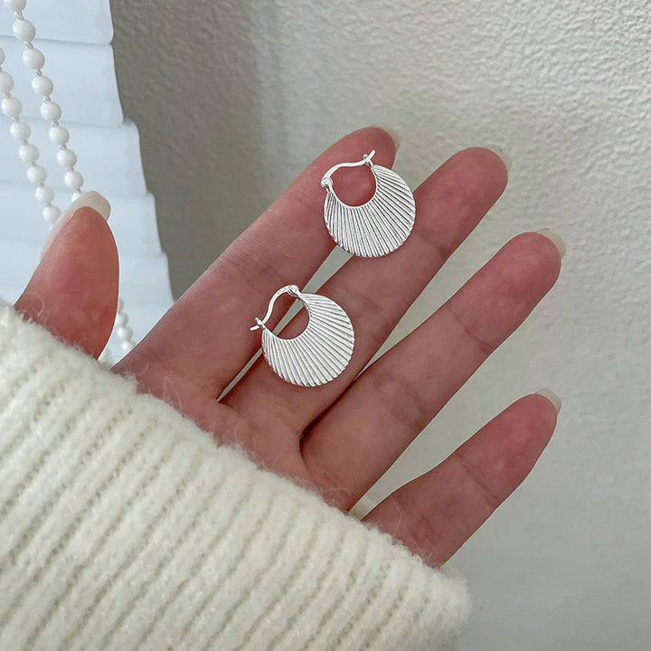 Stripe Pleated Hoop Earrings Earrings