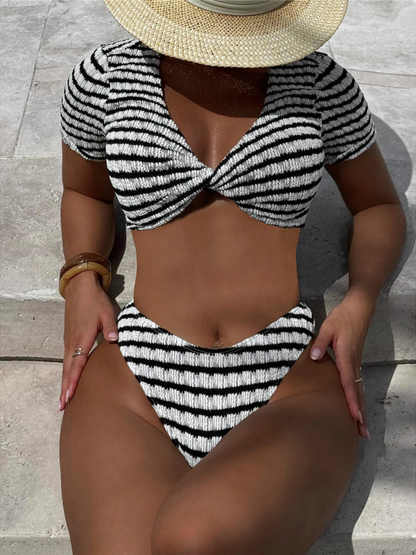 Striped Twist Bikini Set