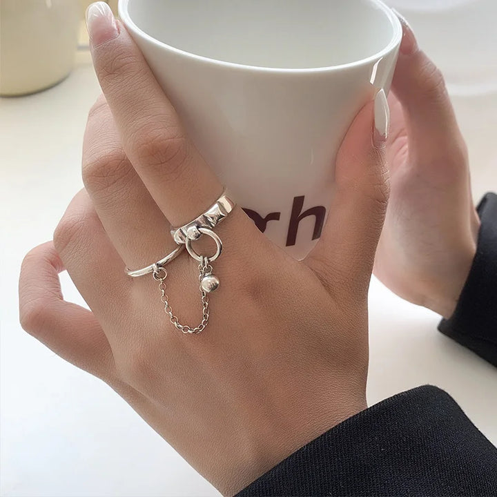 Two-finger Chain Tassel Ring
