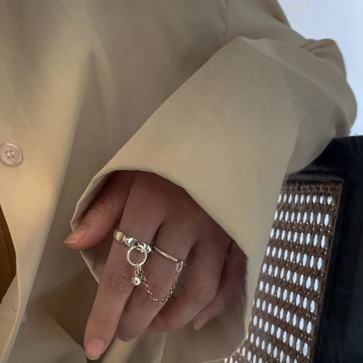 Two-finger Chain Tassel Ring