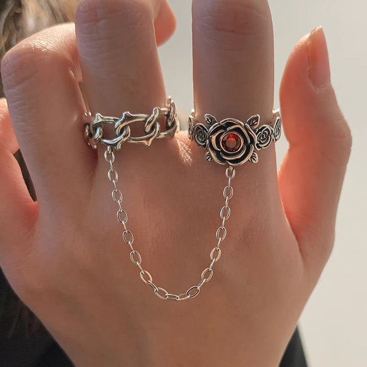 Vintage Chain Flower Rings