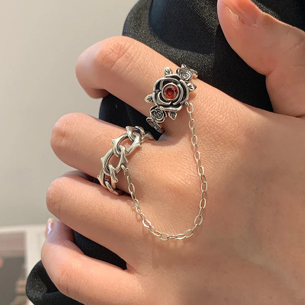 Vintage Chain Flower Rings