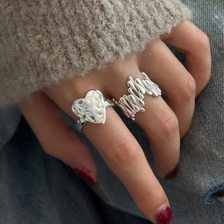 Vintage Heart Irregular Rings