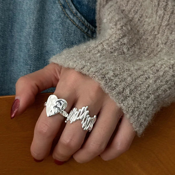 Vintage Heart Irregular Rings