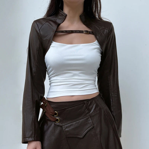 Vintage Leather Sleeves Jacket